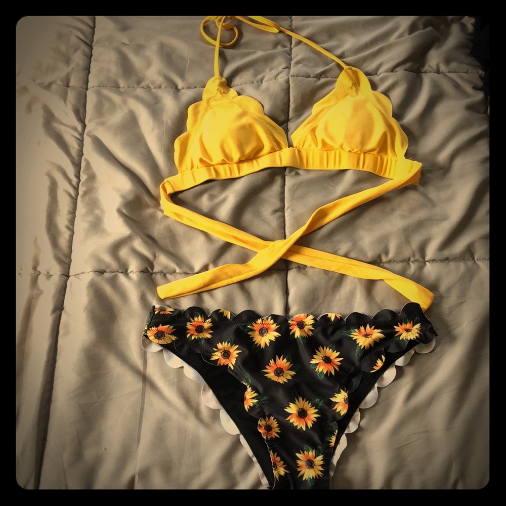 matching sunflower bathing suit set